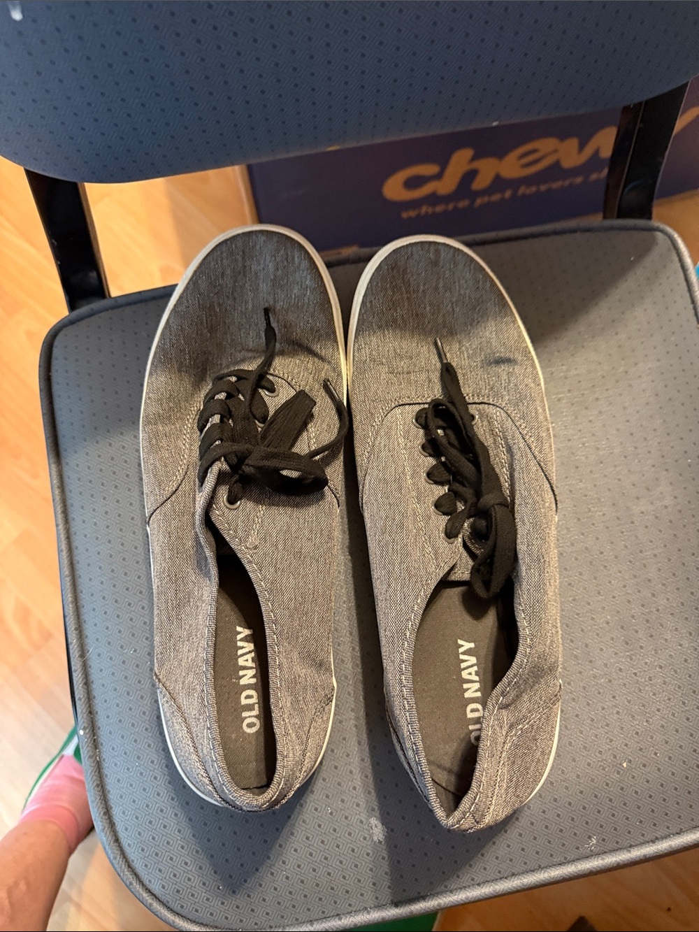 Old Navy Gray Canvas Sneakers with Black Laces and White Trim